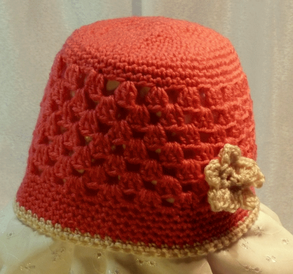 Pink & cream cloche hat